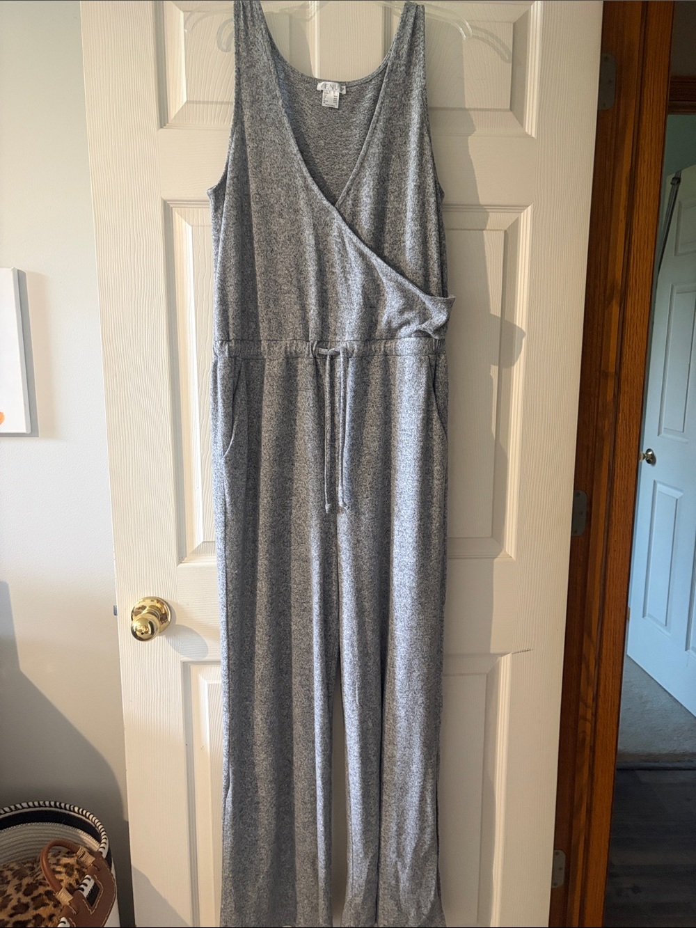 VENUS Heather Gray Sleeveless Wrap Jumpsuit